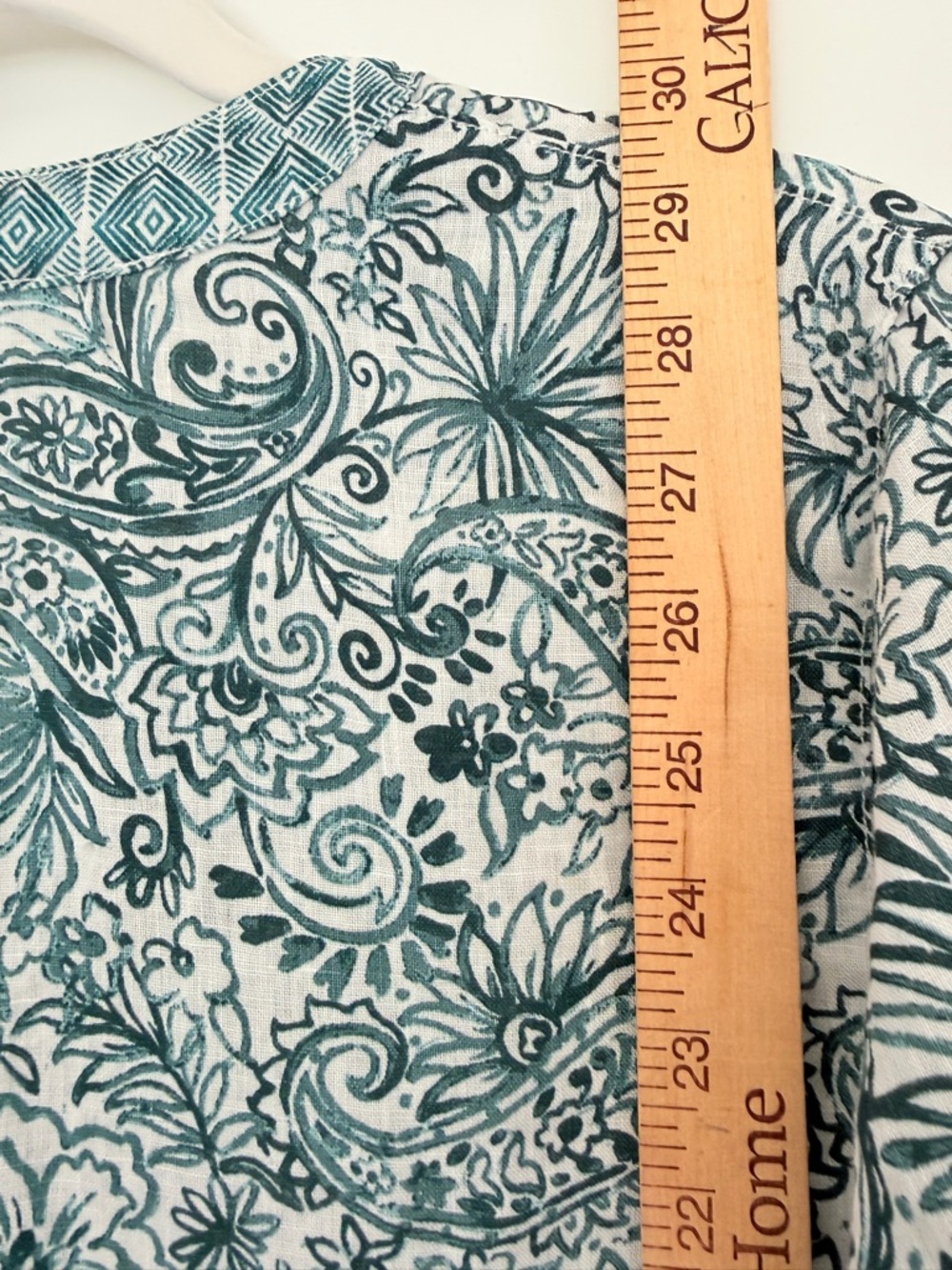 Sigrid Olson 100% Linen Sea Green Botanical Border Print Tunic Large Lagenlook - Picture 6 of 7